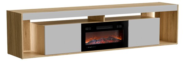 TV-állvány Tenfioa 103, Laminált forgácslap, 48x200x39cm, Tölgy, Szürke