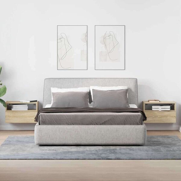 VidaXL 2 db sonoma tölgy falra szerelhető éjjeliszekrény 45x26x28,5 cm