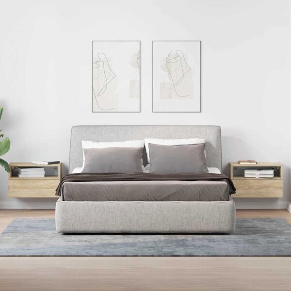 VidaXL 2 db sonoma tölgy falra szerelhető éjjeliszekrény 45x26x28,5 cm