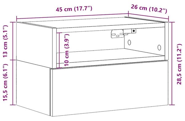VidaXL 2 db sonoma tölgy falra szerelhető éjjeliszekrény 45x26x28,5 cm