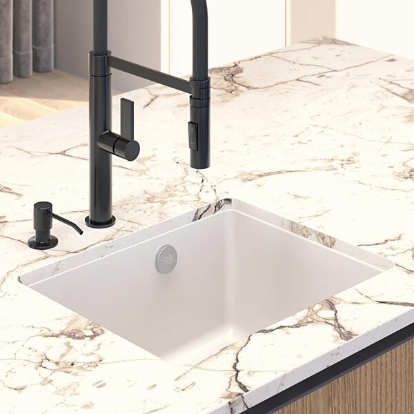 SINK Quality Mosogató Quality Crypton 55, konyhai gránit mosogató 460x375x205 mm + fekete szifon, fekete foltos, SKQ-CRY.B.1KBO.55.XB