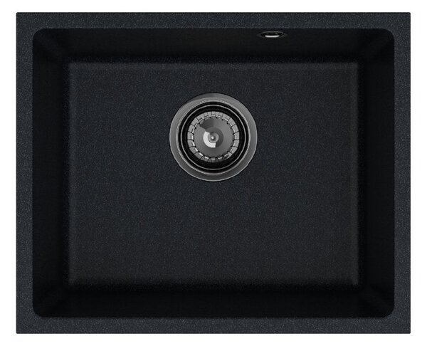SINK Quality Mosogató Quality Crypton 55, konyhai gránit mosogató 460x375x205 mm + fekete szifon, fekete foltos, SKQ-CRY.B.1KBO.55.XB