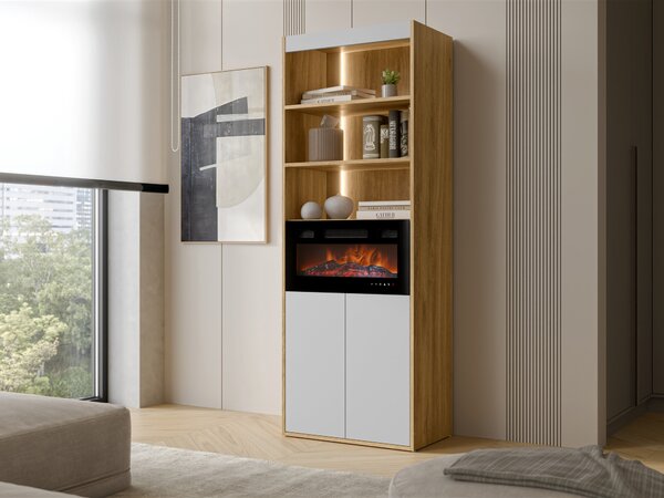 Könyvespolc Tenfioa 105, Ajtókkal, Zárt, Laminált forgácslap, 176x64x39cm, Szürke, Tölgy