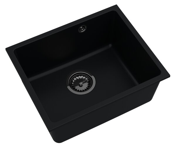 SINK Quality Mosogató minőségi Crypton 55, gránit konyhai mosogató 460x375x205 mm + fekete szifon, fekete, SKQ-CRY.C.1KBO.55.XB