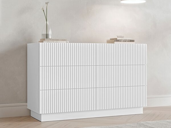 Komód Lusonu 108, Közepes sűrűségű farostlemez, Laminált forgácslap, 80x120x40cm, Fehér