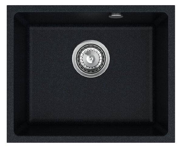 SINK Quality Mosogató Quality Crypton 55, gránit konyhai mosogató 460x375x205 mm + króm szifon, fekete foltos, SKQ-CRY.B.1KBO.55.X