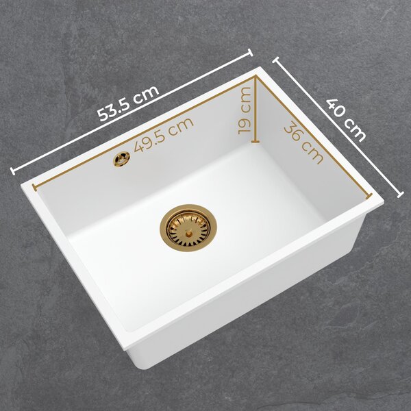 SINK Quality Mosogató Quality Crypton 60, gránit konyhai mosogató 535x400x205 mm + króm szifon, fekete, SKQ-CRY.C.1KBO.60.X