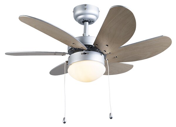 Mennyezeti ventilátor acélból, famintával, 80 cm, húzókapcsolóval - Fresh