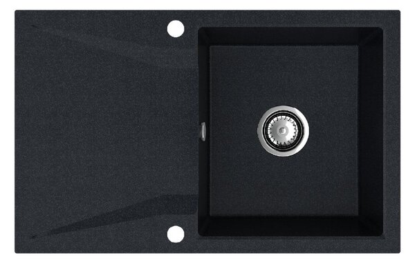 SINK Quality Mosogató Minőségi Obszidián, konyhai gránit mosogató 790x500x210 mm + króm szifon, fekete foltos-Brocade, SKQ-OBS.B.1KDO.X