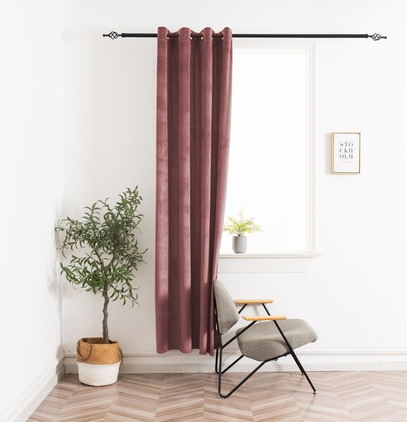 Sötétítő függöny ELVIO VELVET 140x250 cm, antik rózsaszín Felfüggesztés: Fém gyűrűk
