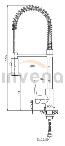 Invena Dokos, szabadon álló mosogató csaptelep, króm, INV-BZ-19-S01-V