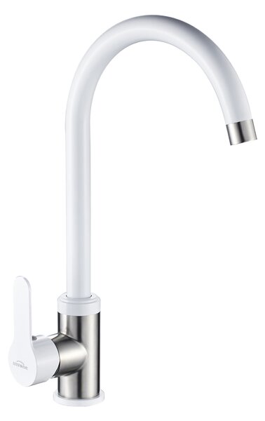 Invena Iron, szabadon álló mosogató csaptelep, fehér acél, INV-BZ-53-L02-L