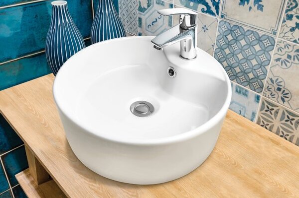 Invena Granada, kerek asztali mosogató 470x470x155 mm, fehér, INV-CE-45-001-W