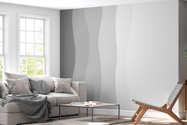 Fotótapéta Szürke és fehér hullámos vonalak, Designer fali fotótapéta, Népszerű fotótapéta, w01724v1 - Tapeko.hu