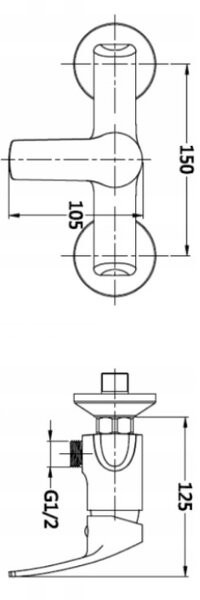Invena Invena, fali zuhanycsaptelep 150mm, króm, INV-BN-27-001-A
