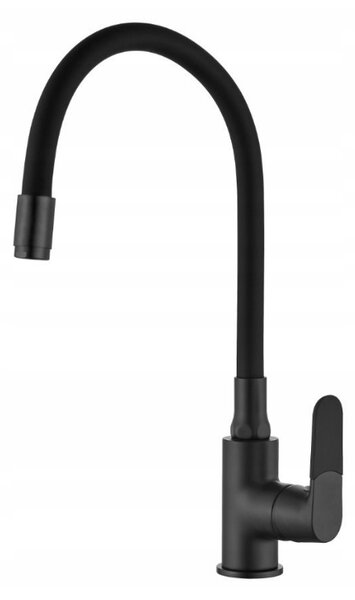 Invena Tesalia, 1 kamrás gránit mosogató 440x400x160 mm és Joga Plus mosogató csaptelep, fekete foltos, INV-AZ-01-041-SET