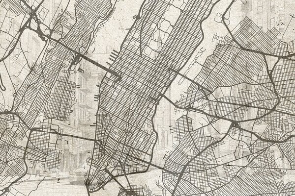 Fotótapéta New York város térképe, vonalas rajz, építészet, bézs színek, Fotótapéta világtérképek, w01699 : Uwalls.hu