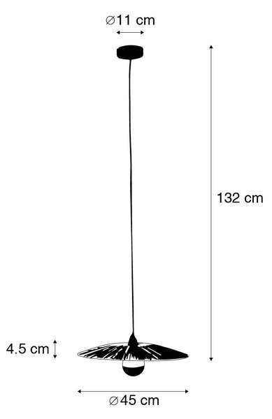 Rusztikus lógólámpa fekete kötéllel 45 cm - Leia