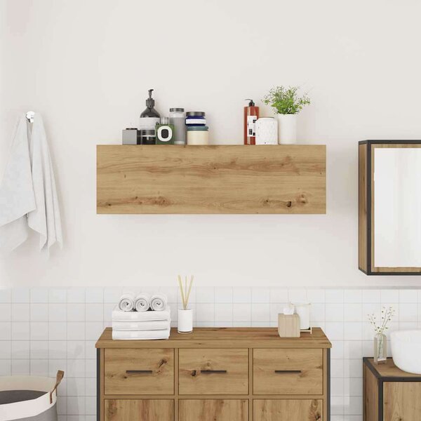 VidaXL kézműves tölgy szerelt fa fali fürdőszobaszekrény 100x25x30 cm