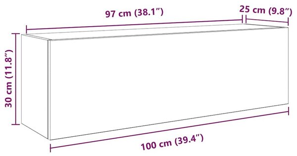 VidaXL kézműves tölgy szerelt fa fali fürdőszobaszekrény 100x25x30 cm