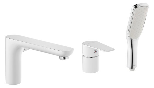 Invena Dokos, 3 lyukú fürdocsaptelep, fehér-króm, INV-BW-19-S02-V