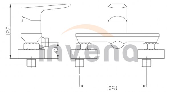 Invena Dokos, falra szerelheto zuhanycsaptelep, króm, INV-BN-19-001-V