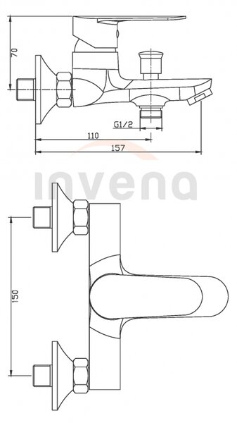 Invena Esla, falra szerelheto kádcsaptelep, króm, INV-BW-94-001-V