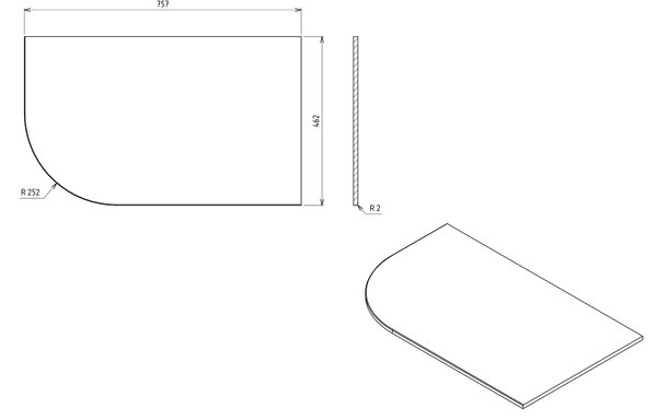Sapho Sapho, PULSE Rockstone lemez 755x12x455mm, jobb, fehér szonyeg, BM760-0101