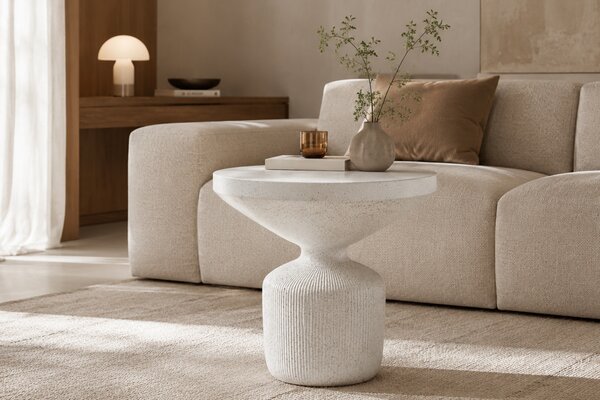Sintro kerek dohányzóasztal 54 cm - fehér terrazzo