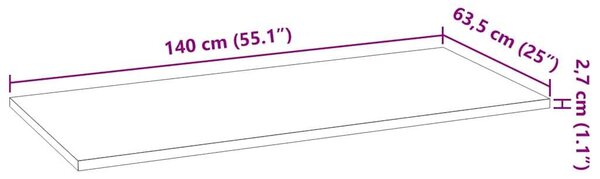 VidaXL konyhai munkalap 140x63,5x2,7cm tömör fa tölgyfa téglalap alakú