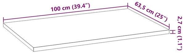 VidaXL konyhai munkalap 100x63,5x2,7cm tömör fa tölgyfa téglalap alakú