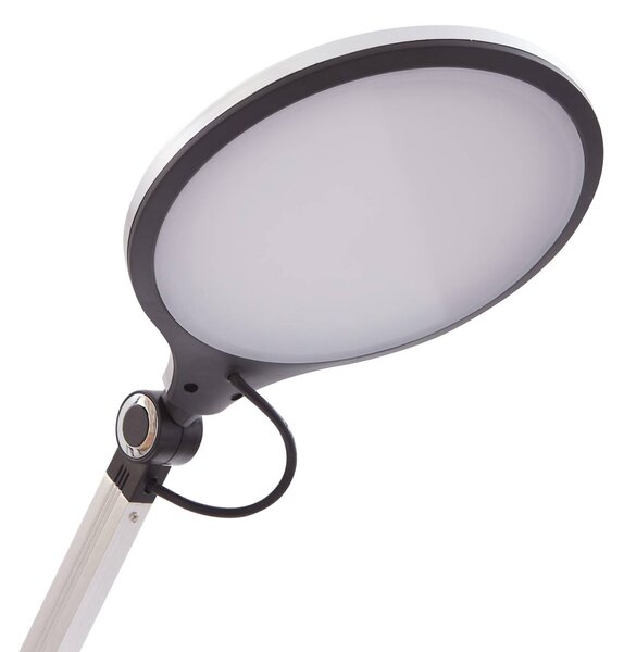 Lindby LED-es asztali lámpa Nyxaris, ezüst, fém, CCT, 50 cm, dimmelhető, Alu / szürke / cink, Dolgozószoba / Iroda, Műanyag, Modern