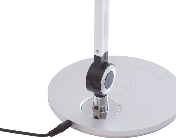 Lindby LED-es asztali lámpa Nyxaris, ezüst, fém, CCT, 50 cm, dimmelhető, Alu / szürke / cink, Dolgozószoba / Iroda, Műanyag, Modern