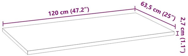 VidaXL konyhai munkalap 120x63,5x2,7cm tömör fa tölgyfa téglalap alakú