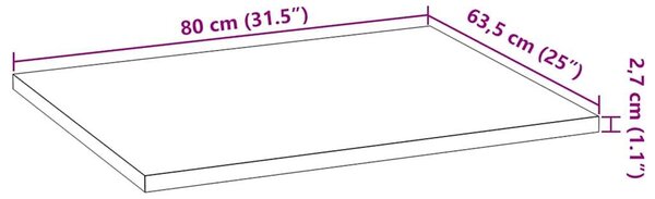 VidaXL konyhai munkalap 80x63,5x2,7 cm tömör fa tölgyfa téglalap alakú
