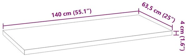 VidaXL konyhai munkalap 140x63,5x4 cm tömör fa tölgyfa téglalap alakú