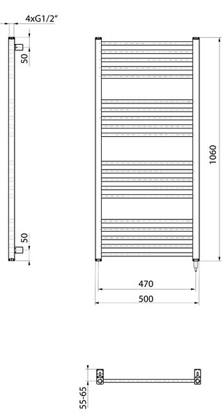 Sapho Sapho, METRO-E elektromos fűtőelem, egyenes, 500x1060 mm, 400 W, fehér, ME410