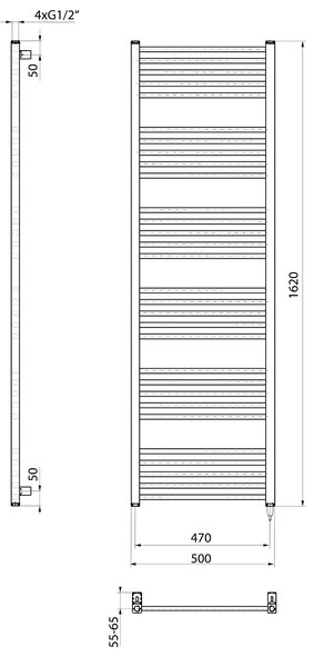 Sapho Sapho, METRO-E elektromos fűtőelem, egyenes, 600x1620 mm, 800 W, fehér, ME616