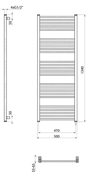 Sapho Sapho, METRO-E elektromos fűtőelem, egyenes, 500x1340 mm, 500 W, fehér, ME513