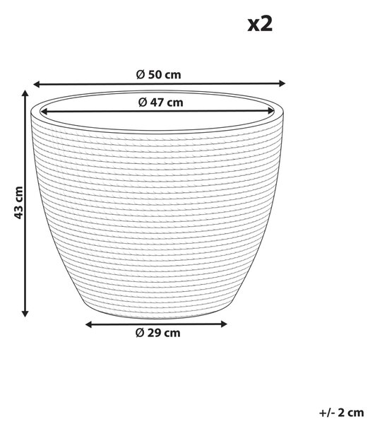 Kétdarabos virágcserép szett FRITILLARIA 50 cm Szürke