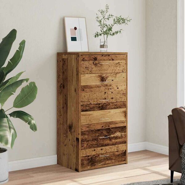 VidaXL tálalószekrény 6 fiókkal régi fa 50x34x96 cm műszaki fa
