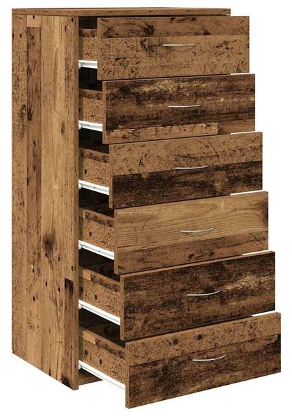 VidaXL tálalószekrény 6 fiókkal régi fa 50x34x96 cm műszaki fa