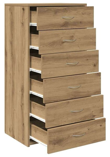 VidaXL tálalószekrény 6 fiókkal Kézműves tölgy 50x34x96 cm műszaki fa