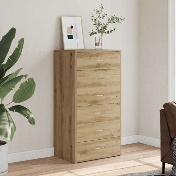 VidaXL tálalószekrény 6 fiókkal Kézműves tölgy 50x34x96 cm műszaki fa