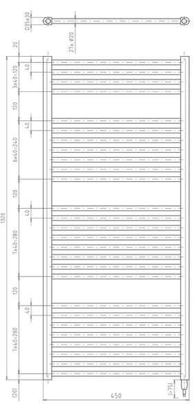 Aqualine Aqualine, DIRECT-E elektromos fűtőelem, egyenes, 450x1320 mm, 400 W, fekete, ILE34TB