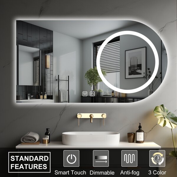 LED fürdőszoba tükör 80×60 páramentesítéssel