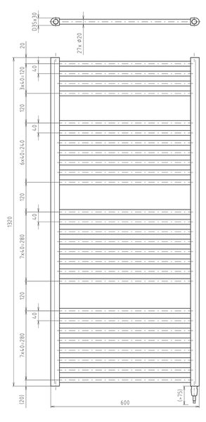 Aqualine Aqualine, DIRECT-E elektromos fűtőelem, egyenes, 600x1320 mm, 600 W, fekete, ILE36TB