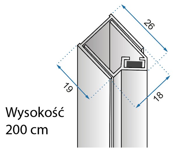 Rea Hugo, oldalsó profil és mágnescsík 200 cm, matt réz, REA-K6752