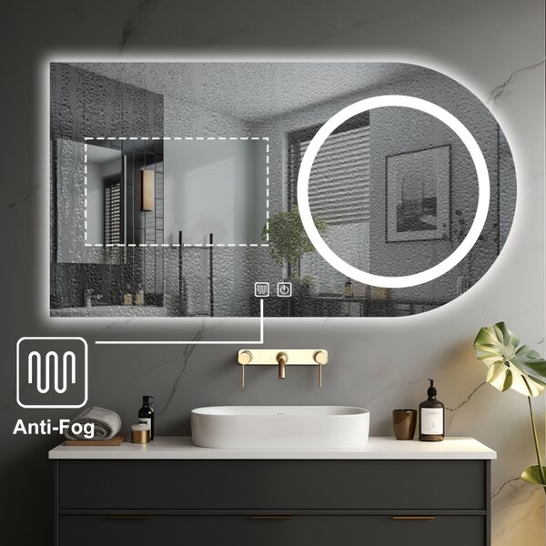 LED fürdőszoba tükör 80×60 páramentesítéssel