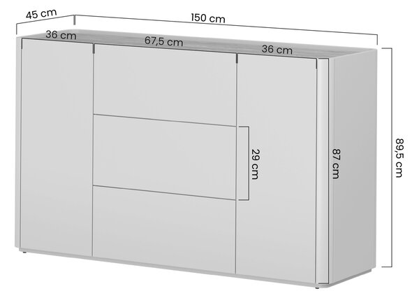 Elivo komód 150 cm fiókokkal - eukaliptusz / baltic dune tölgy